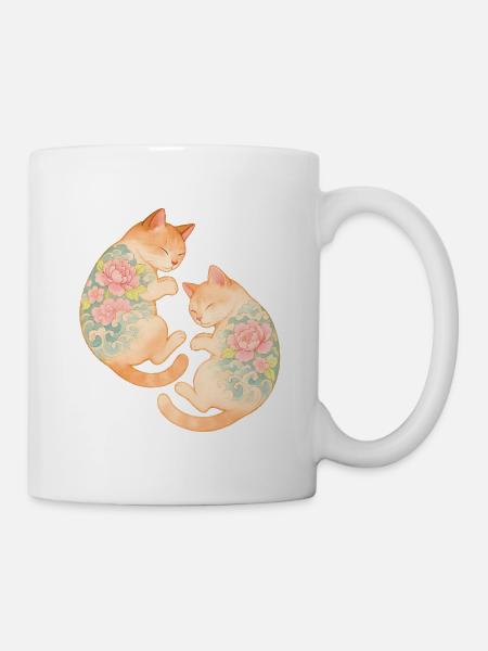 Twin Inked Cats – Floating Serenity - Mug - white