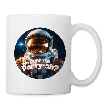 Weltraum-Partyfrage mit Astronaut - Tasse - Weiß - Rechts