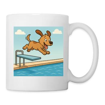 Playful dog jumping into the water - Mug - white - Right
