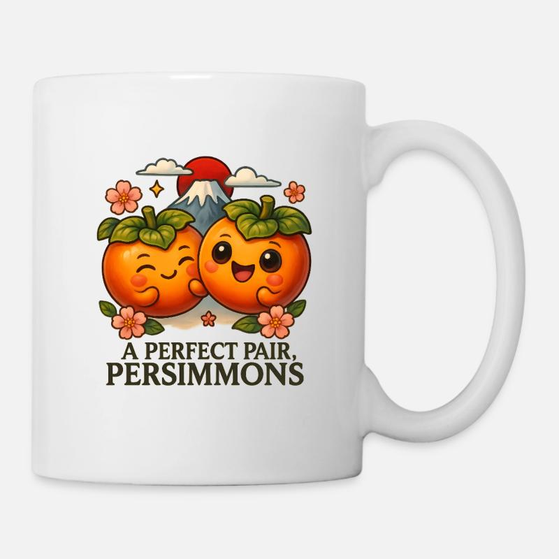 Japanese A Perfect Pair Persimmons Mount Fuji - Mug - white