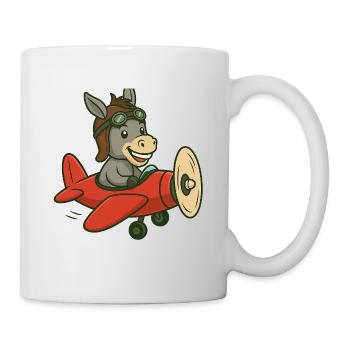 Playful donkey in airplane design - Mug - white - Right