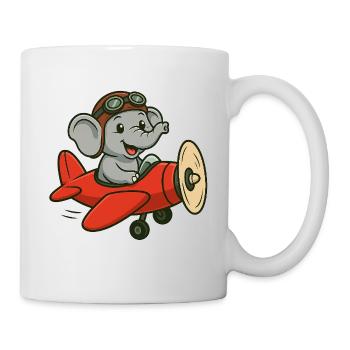 Niedlicher Elefantenpilot im Flugzeug - Tasse - Weiß - Rechts