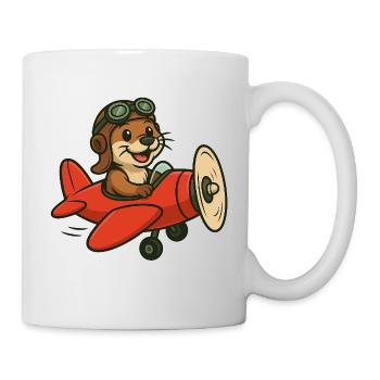 Adventurous otter on the plane - Mug - white - Right
