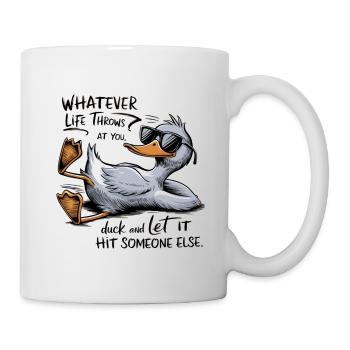 Freche Gans mit Brille und Text - Tasse - Weiß - Rechts