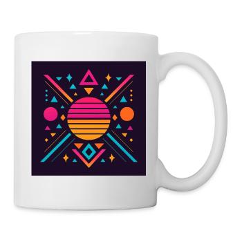 Geometrisches Synthwave-Muster - Tasse - Weiß - Rechts