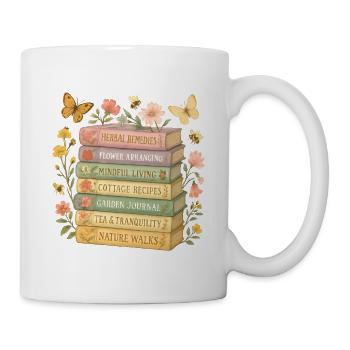 Nature and Book Lovers Floral Book Stack - Mug - white - Right