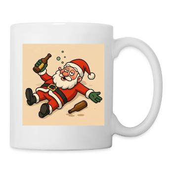Père Noël humoristique avec bouteille à boire - Mug blanc - blanc - Droite