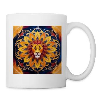 Sonnenlöwe Mandala Design - Tasse - Weiß - Rechts