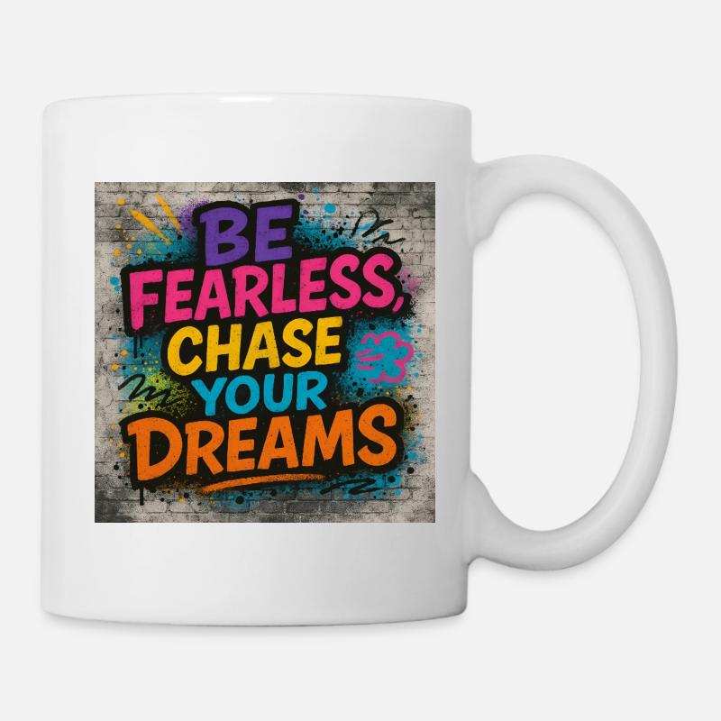 Be Fearless Chase Dreams Graffiti Design - Mug - white