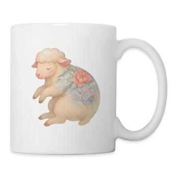 Aquarell Yakuza Schaf – Süße Pastell Tattoo Kunst - Tasse - Weiß - Rechts