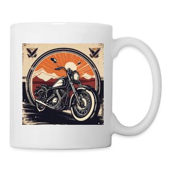 Vintage Motorrad  Design  - Tasse - Weiß - Rechts