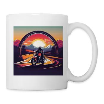 Motorrad Design in den Sonnenuntergang  - Tasse - Weiß - Rechts