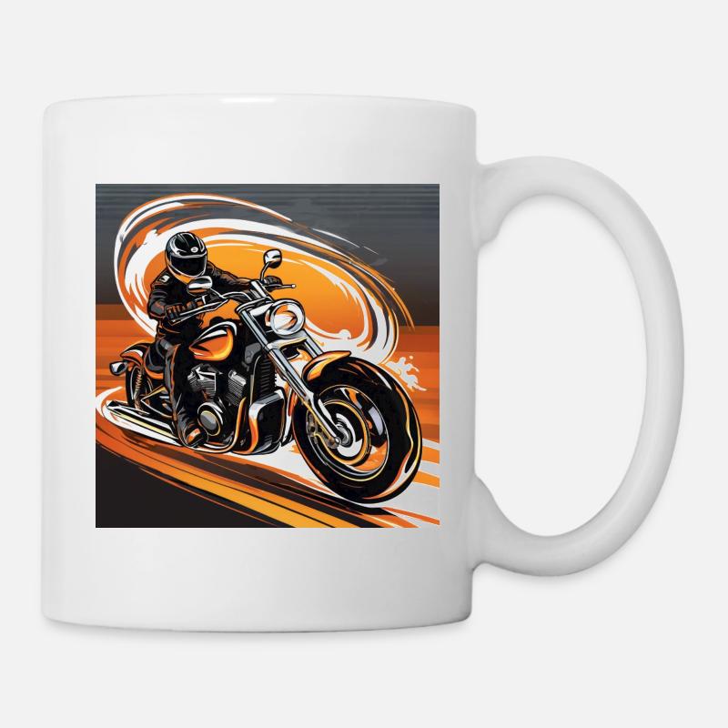 Motorcyclists in Dynamics - Style - Biker Art Design - Mug - white