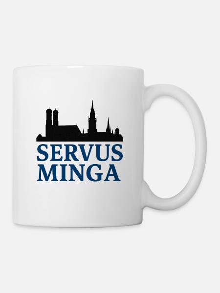 Servus Minga Silhouette Design - Tasse - Weiß