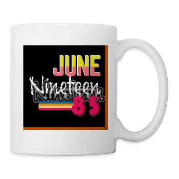 June Nineteen 85 Retro Neon Design - Mug - white - Right