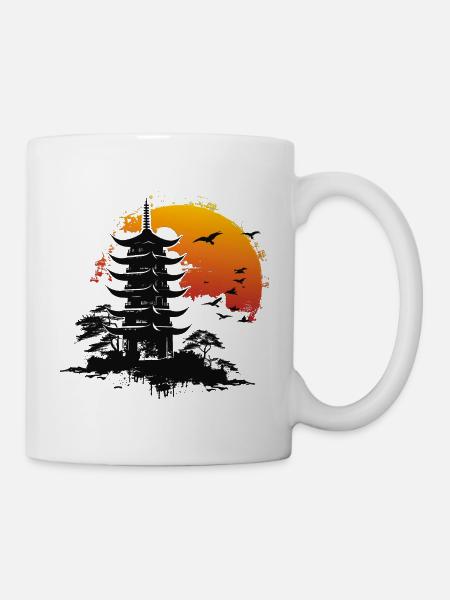 Pagode orange japan - Tasse - Weiß