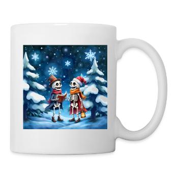 Squelettes de Noël avec chapeaux et lanternes - Mug blanc - blanc - Droite