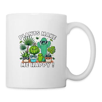 Happy Cheerful Cactus Plants Sunglasses Kawaii - Mug - white - Right
