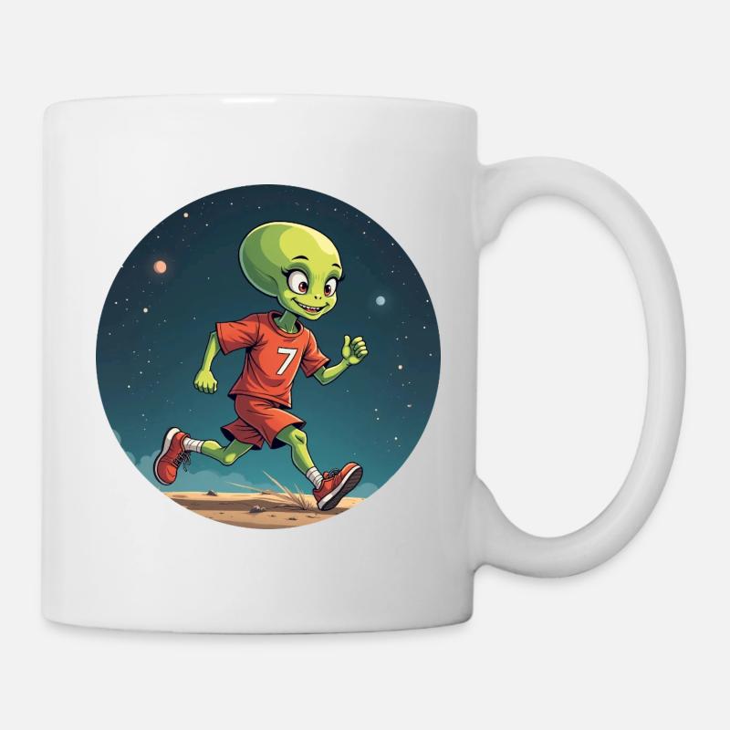 Alien runner with soccer jersey - Mug - white