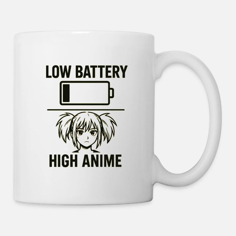 Fille d’anime avec avertissement de batterie - Mug blanc - blanc