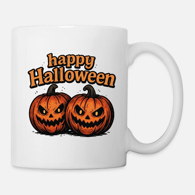 Spooky Halloween pumpkins with evil eye - Mug - white