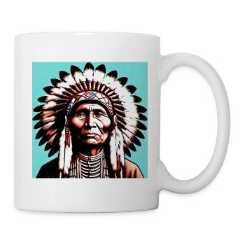 Amerikanisch, Indianer, Amerikaner - Tasse - Weiß - Rechts