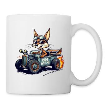 Vintage Fox Racer mit Flammen - Tasse - Weiß - Rechts