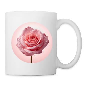 Zarte Pinke Rosen mit Tau - Tasse - Weiß - Rechts