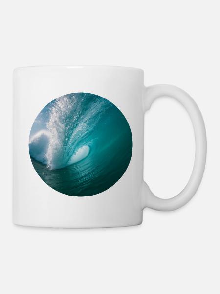 Dynamischer Meereswellen-Print - Tasse - Weiß