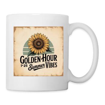 Von Sonnenblumen-Sommervibes inspiriertes Design - Tasse - Weiß - Rechts