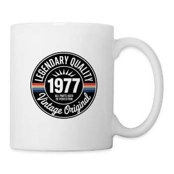 Vintage 1977 Qualitätslogo - Tasse - Weiß - Rechts