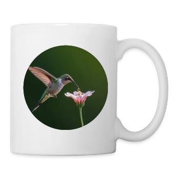 Hummingbird with flower in close-up - Mug - white - Right