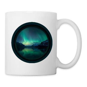 Northern Lights over fjords - Mug - white - Right