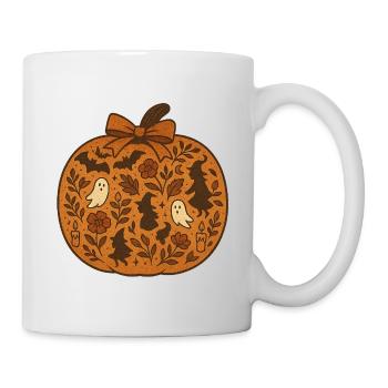 Halloween Pumpkin with Witch and Ghost Motif - Mug - white - Right