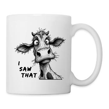 Ich habe diese lustige Zeichnung einer Kuh gesehen - Tasse - Weiß - Rechts