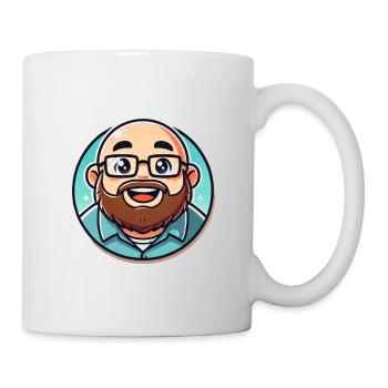 Bearded Geek Avatar Round Sticker - Mug - white - Right