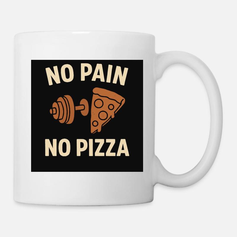 Humorous pizza quote with muscle pattern - Mug - white