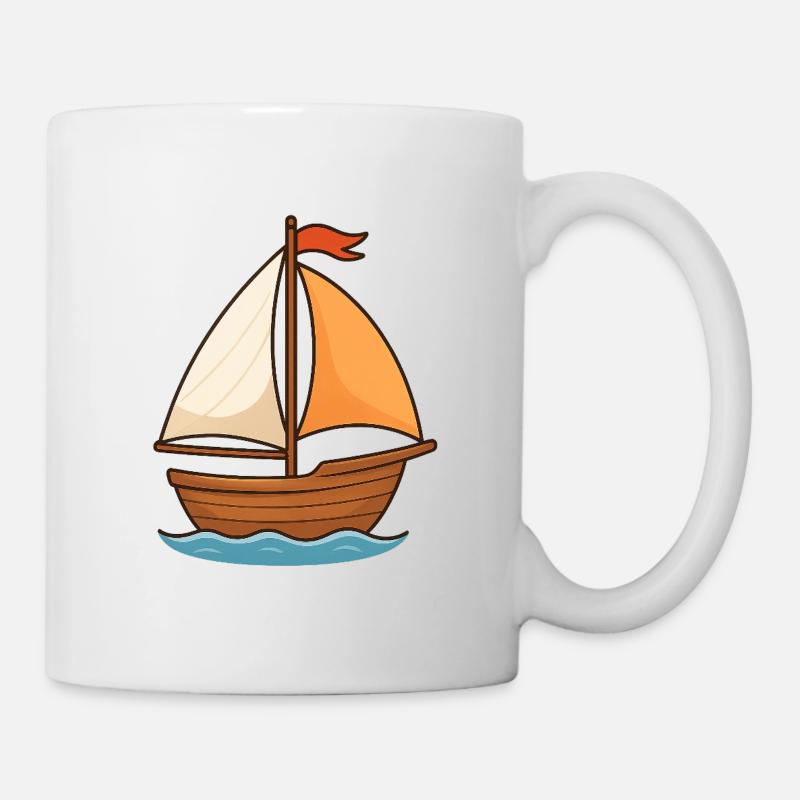 Voilier maritime conception d’aquarelle - Mug blanc - blanc