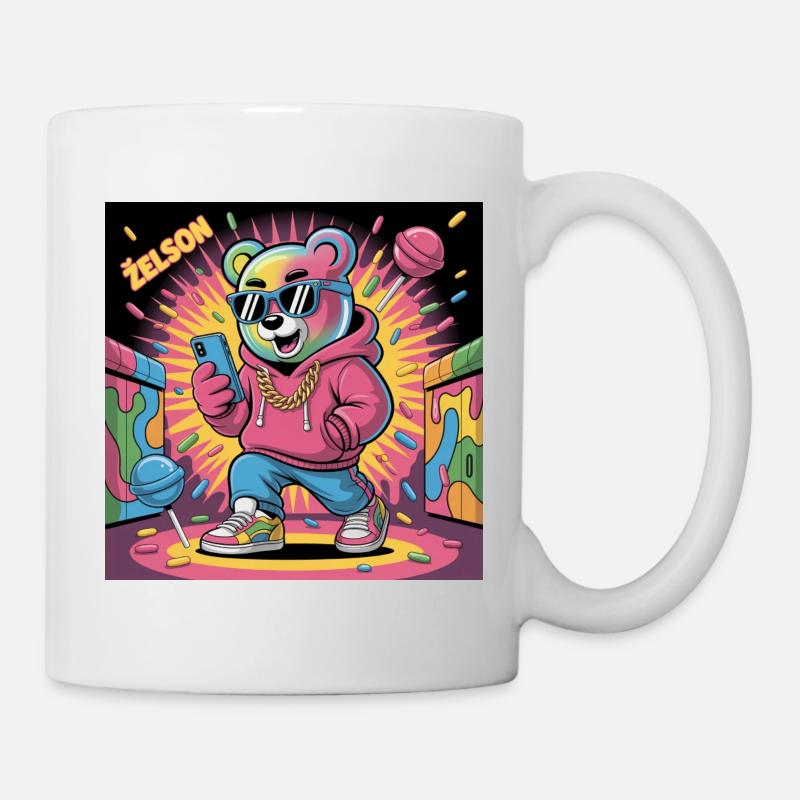 Illustration de rappeur ours coloré - Mug blanc - blanc