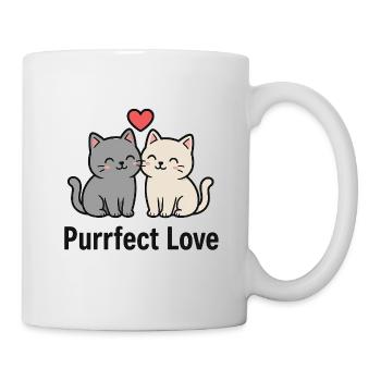 Süßes Katzenpaar mit Herz - Tasse - Weiß - Rechts
