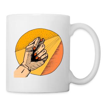 Powerful hand movement in retro design - Mug - white - Right
