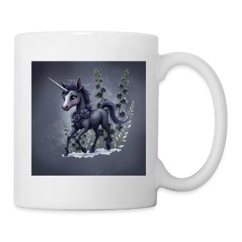 Mystical Unicorn with Flowers in Blue Tones - Mug - white - Right