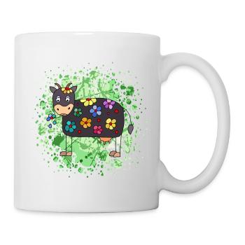 Bunter Fudge mit floralem Motiv - Tasse - Weiß - Rechts