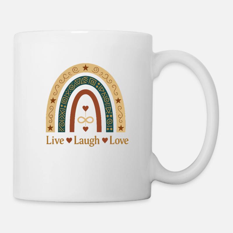 Live Laugh Love Boho Regenbogen - Tasse - Weiß