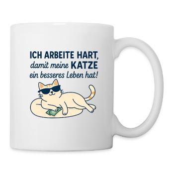 Motivational Cat Illustration with Humor - Mug - white - Right