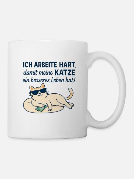 Motivational Cat Illustration with Humor - Mug - white
