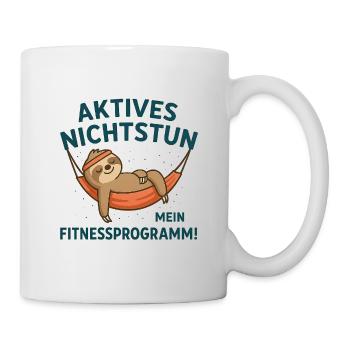 Entspannter Faultier im Hängematten-Design - Tasse - Weiß - Rechts