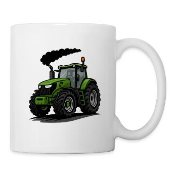 Illustrated Green Tractor for Kids - Mug - white - Right