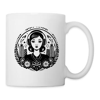 Femme Casque Skyline Urban Groove Techno Rock - Mug blanc - blanc - Droite