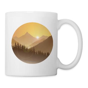 Berge bei Sonnenaufgang mit strahlender Sonne - Tasse - Weiß - Rechts